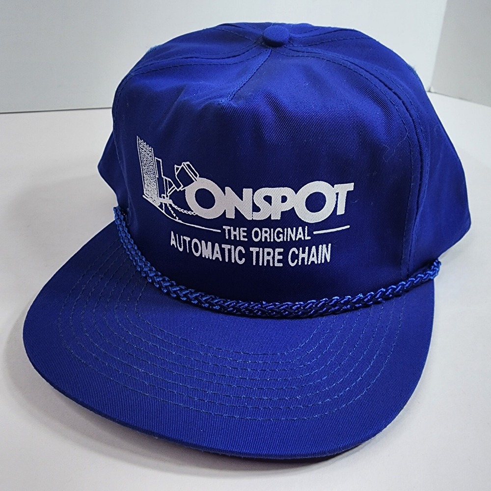 VTG Onspot Automatic Tire Chains Snapback Hat Blue Rope Trucker Cap Adjustable